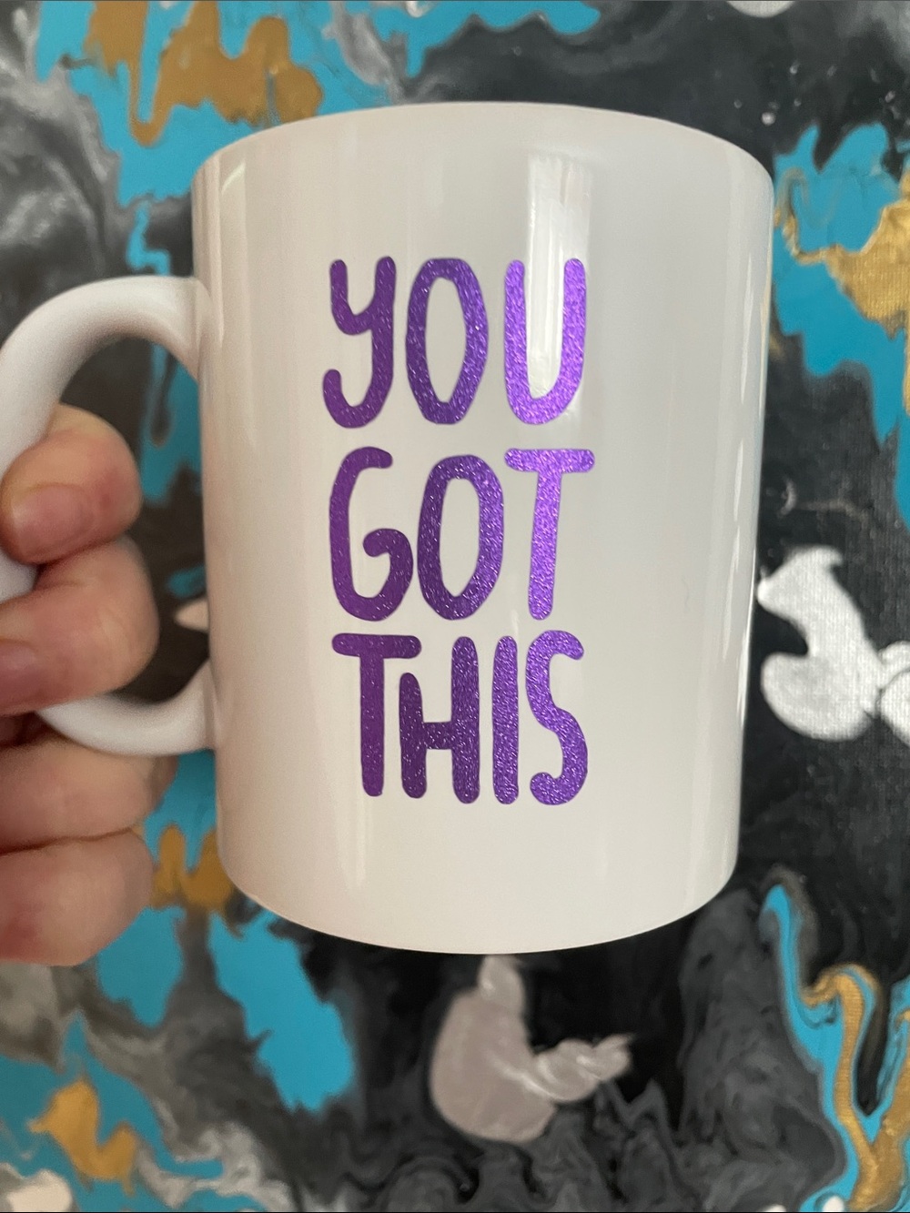 White Mug with Purple "You Got This" Motivational Script